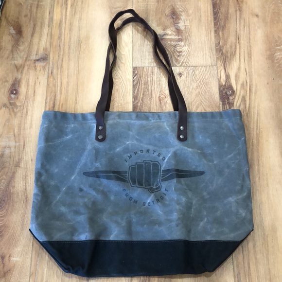 LIMITED EDITION John Varvatos Imported From Detroit Canvas Bag Leather Handles - Picture 1 of 5